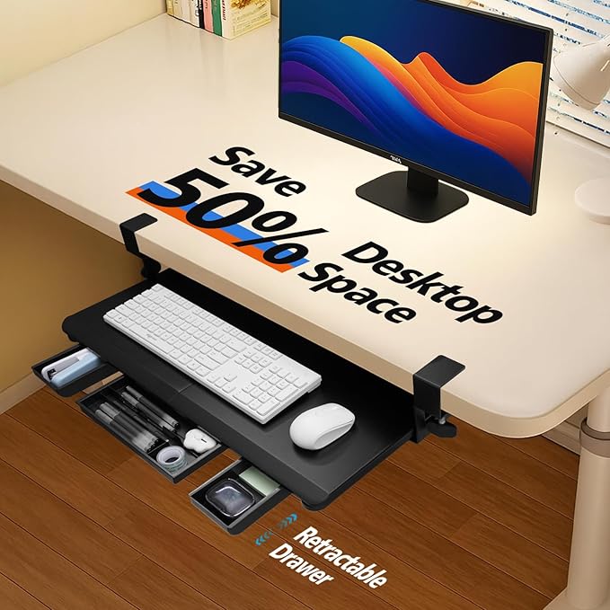 OUKMIC Large Keyboard Tray Under Desk Slide Out - Image 8