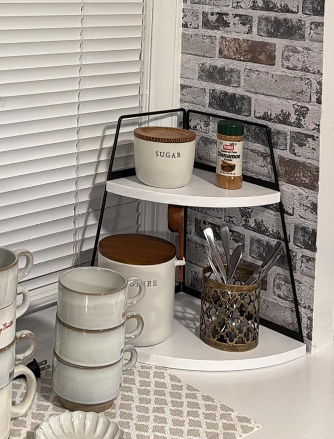 2 Tier Bathroom Counter Organizer, Standing Rack Cosmetic Holder, Wood Bathroom - Image 3