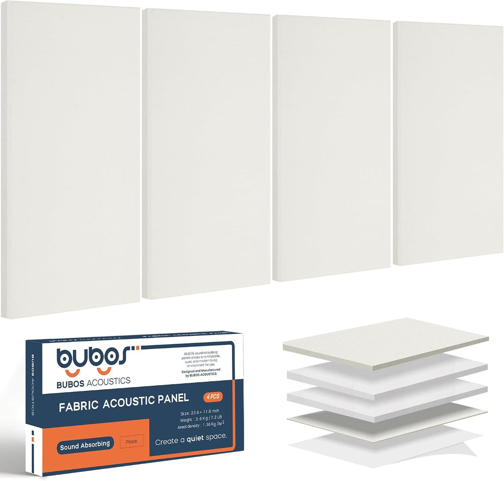 BUBOS 4 PCS Acoustic Panels, 23.6''x11.8'' Fabric Soundproof Wall Panels