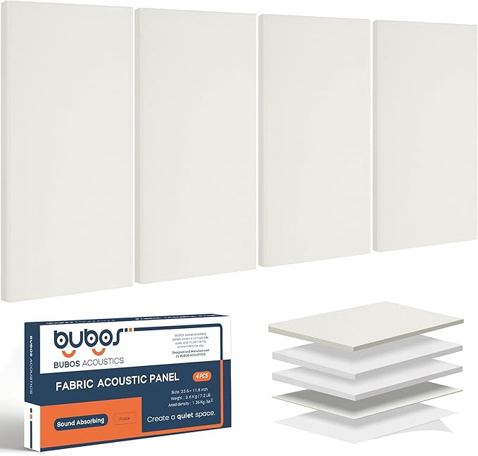 BUBOS 4 PCS Acoustic Panels, 23.6''x11.8'' Fabric Soundproof Wall Panels by BUBOS