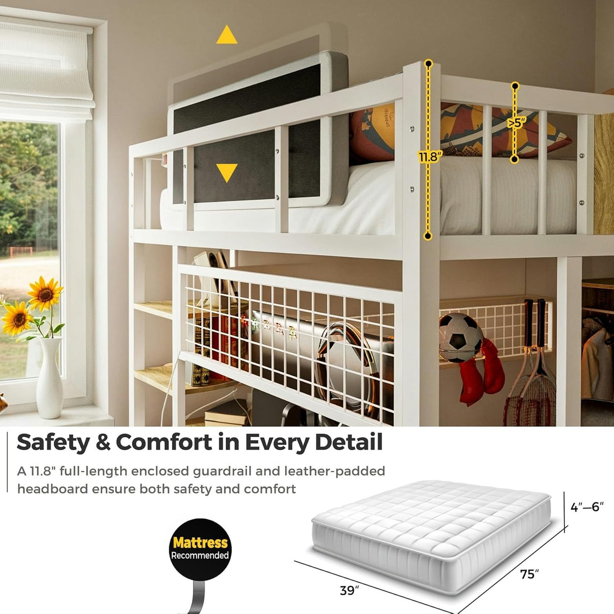 advwin Twin Size Loft Bed with Desk and Stairs, Storage Drawers and Shelves, ...