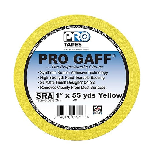 1" Pro Gaff Gaffers Tape 55 yards length yellow matte. Premium Heavy-Duty - Image 2
