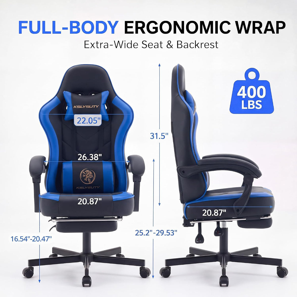 Desk Computer Gaming Chair - High Back Ergonomic Office Chair with Footrest a...
