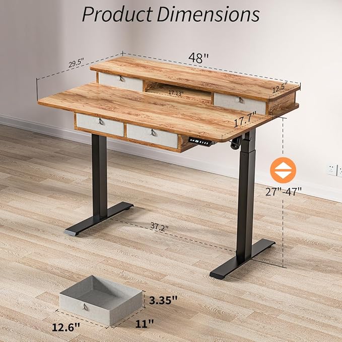 Kingant 48 x 30 Inch Electric Standing Desk - Image 3