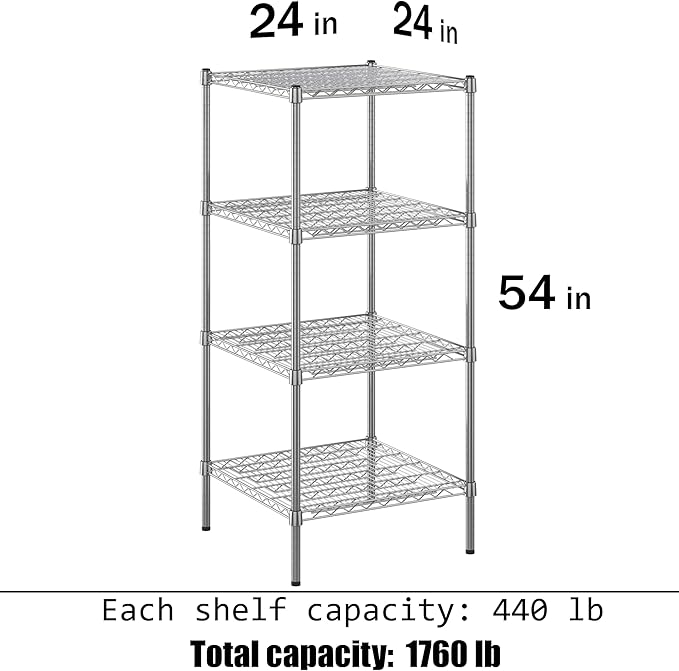 Regal Altair 24" Deep x 24" Wide x 54" Height Wire Shelving Kit | 4-Tier | NSF - Image 3
