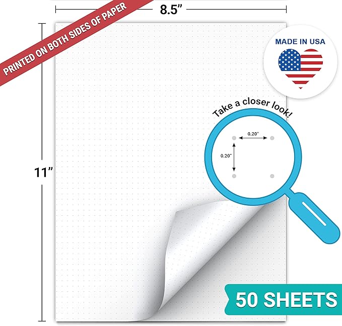 321Done Double Sided Dot Grid Paper Notepad, 0.20" Grid, Made in The USA - Image 2