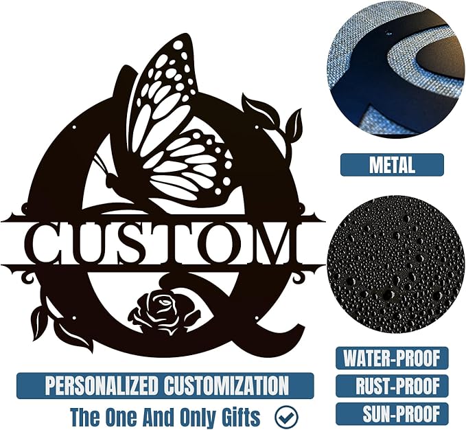 Personalized Custom Letter Name metal Signs, Custom Black Letter Monogram Wall - Image 6