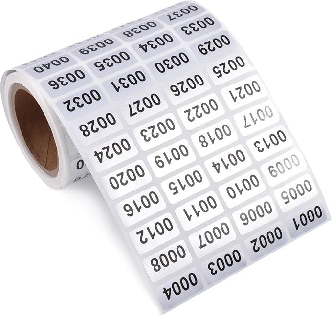 1-2000 Consecutive Number Inventory Stickers Self Adhesive Waterproof Labels by Unknown