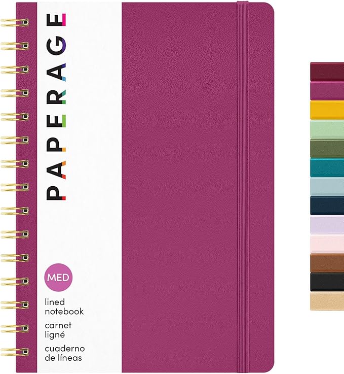 PAPERAGE Lined Spiral Journal Notebook, 160 Pages, Hardcover Journal by PAPERAGE