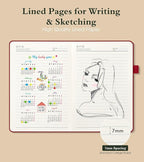 PAIBAS Lined Journal Notebook for Women Men, 160 Pages, A5 Hardcover Vintage - Image 3