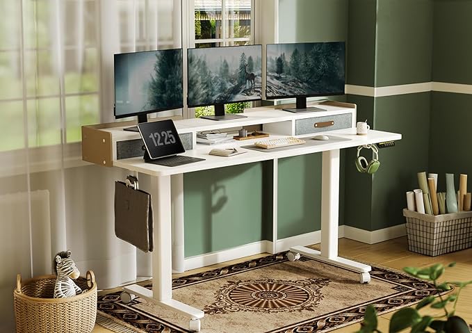 Claiks Standing Desk with Drawers, Adjustable Stand Up Electric Standing Desk - Image 2