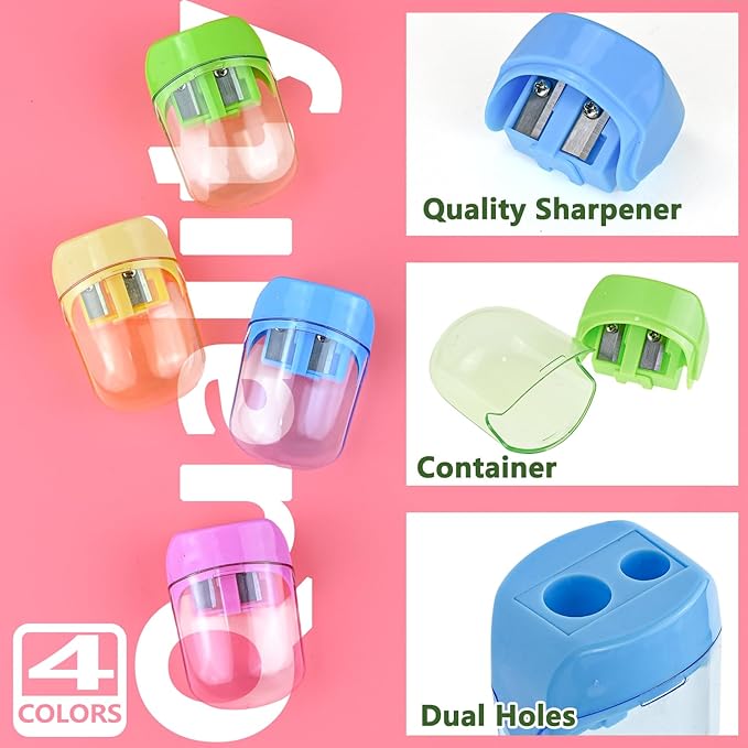 Small Pencil Sharpener for Kids, BOPART 24pcs Colored Pencil Sharpeners Manual - Image 3