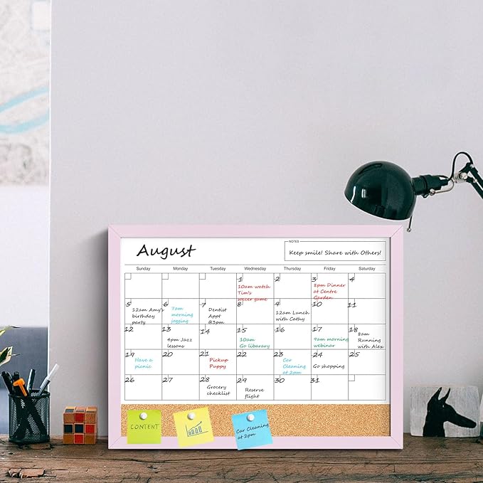 Dry Erase Calendar Cork Board Combo, 17x13 Inches Calendar Whiteboard - Image 8