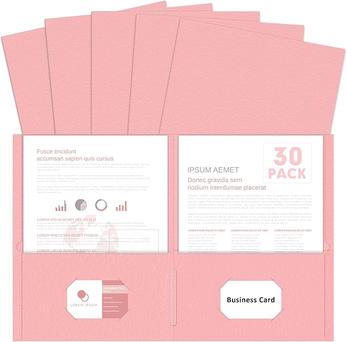 Two Pocket Folders, PANDRI 30 Pack 2 Pocket Folders, Letter Size Paper File by PANDRI