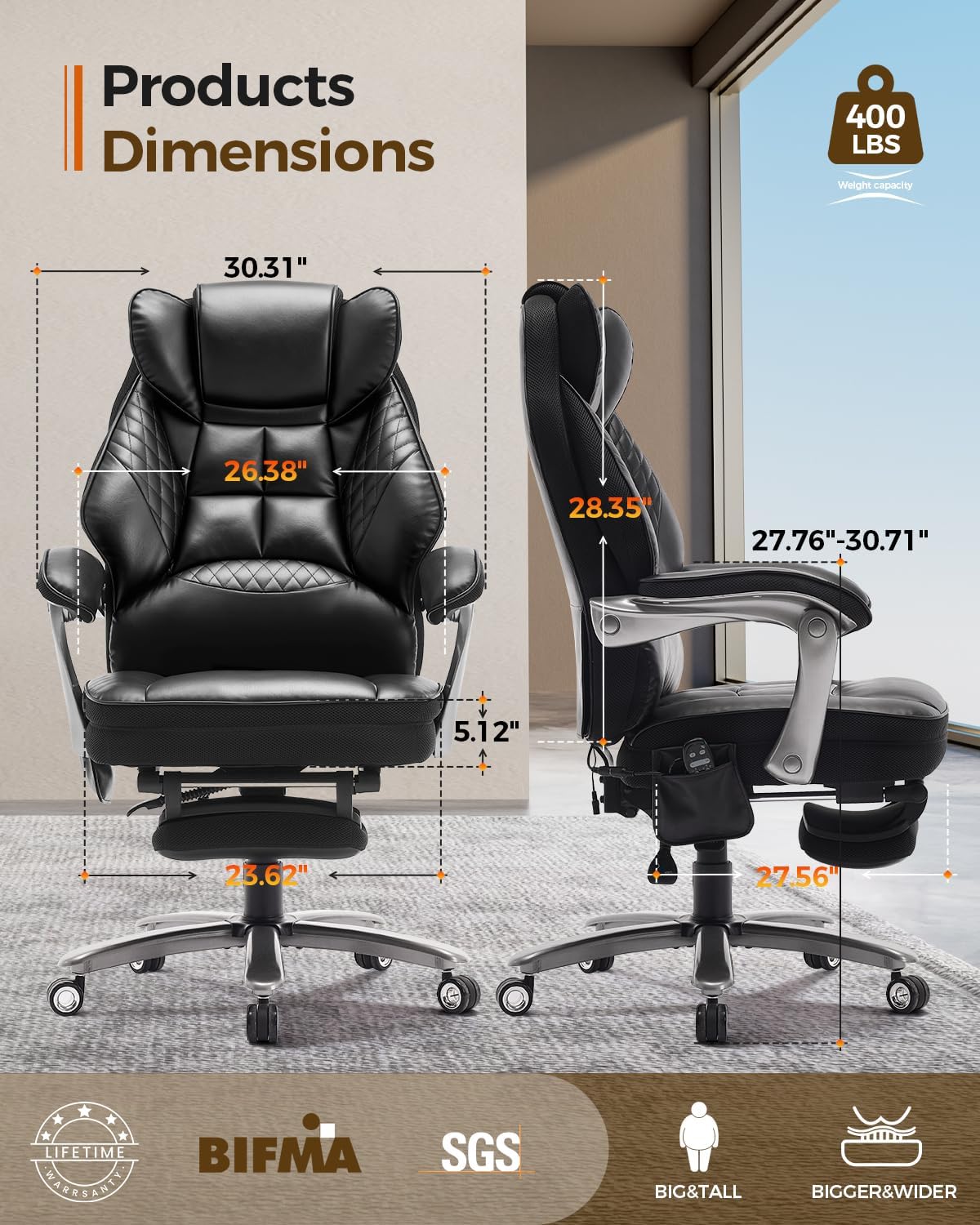 colamy big and tall massage & heat office shown in use