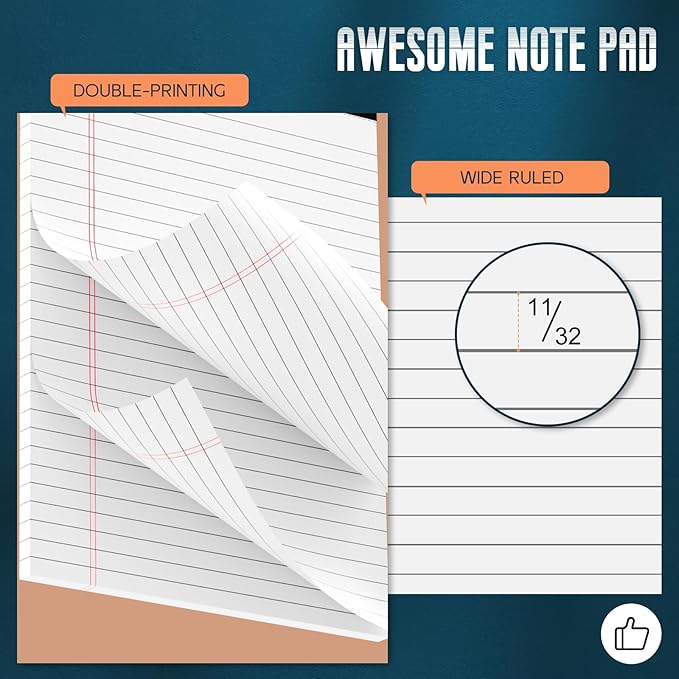 3 Pack White Legal Pads 8.5 x 11 Note Pads, Wide Ruled Notepads, Micro - Image 3