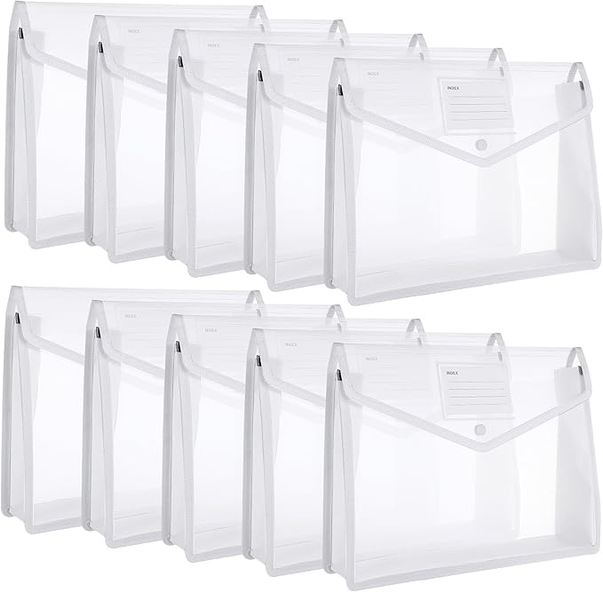 10 Pieces Plastic File Folders Envelope Expanding File Wallet Organizer by Epakh