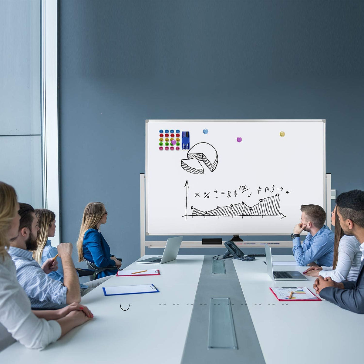 Max-officoo 60"x40" Mobile Whiteboard Double-Sided Magnetic Large D...