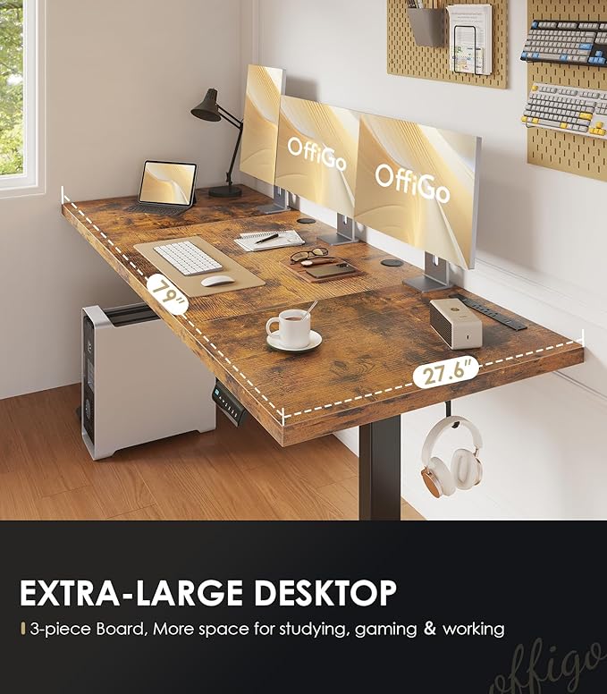 OffiGo 79 Inch Executive Electric Standing Desk, Height Adjustable Desk - Image 5