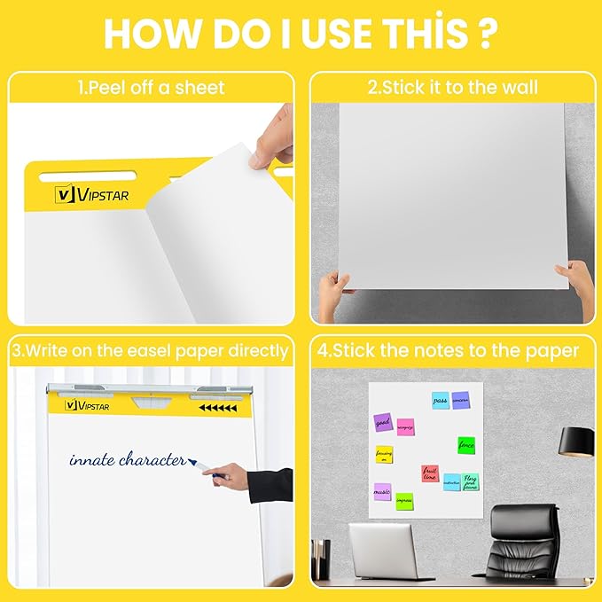 Sticky Easel Pad 25 in x 30 in Post, Large Self Stick Flip Chart Premium Paper - Image 6