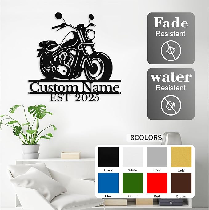 Custom Motorcycle Metal Sign Personalized Biker Name Sign Motorcycle Wall Art - Image 4