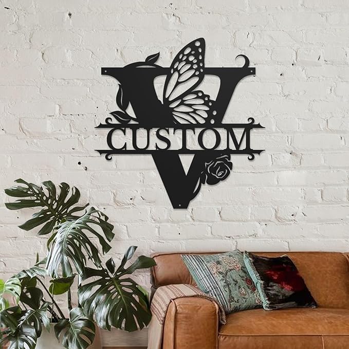 Personalized Custom Letter Name metal Signs, Custom Black Letter Monogram Wall - Image 3