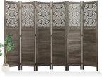 Svimi Folding Room Divider, 66.9 Inch 6 Panels Wood Carved Privacy Screens by Svimi
