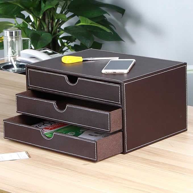 RHCSZ Stackable 3-Drawer Desk Organizer, Executive Office Supplies Desktop - Image 4