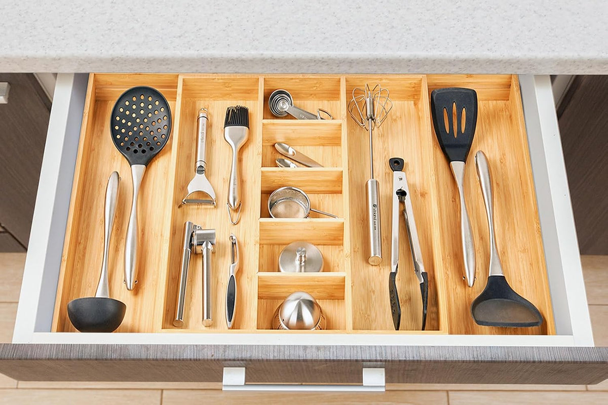 Umilife Extra Large Expandable Kitchen Drawer Organizer for Utensil and Junk,...