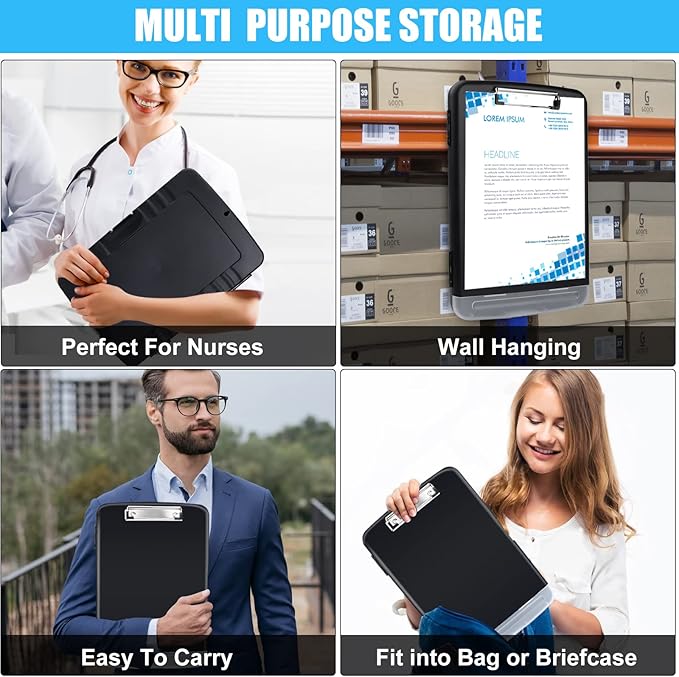 Black Clipboard with Storage Heavy Duty, TFDLCG zm Clip Boards 8.5x11 with Pen - Image 7