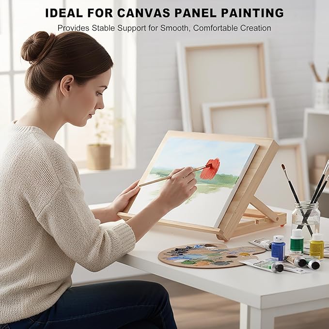 Tabletop Easel for Painting, 13.8"x11.4" Adjustable Portable Art Easel Includes - Image 3