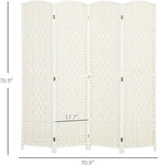 HOMCOM 4 Panel Room Divider, Hand-Woven Freestanding Wall Partition - Image 7