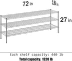 Regal Altair 18" Deep x 72" Wide x 27" Height Wire Shelving Kit | 3-Tier | NSF - Image 3