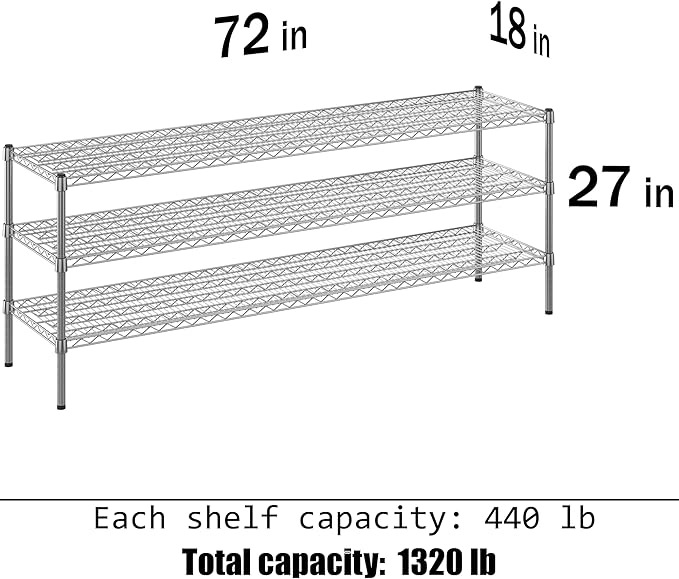 Regal Altair 18" Deep x 72" Wide x 27" Height Wire Shelving Kit | 3-Tier | NSF - Image 3
