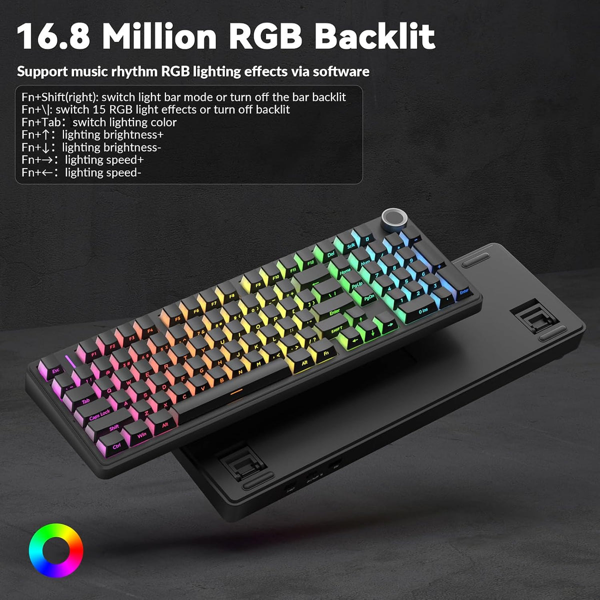 AULA F99 Pro Wireless Mechanical Keyboard-Silent Version,BT5.0/2.4GHz/USB-C H...