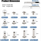 115 Sets Chicago Screws Kit for Leather Crafts, 304 Stainless Steel Binding Screws Rivet, 8 Sizes (M5x4/5/6/8/10/12/15/20mm) Binding Post with Tools (Silver)