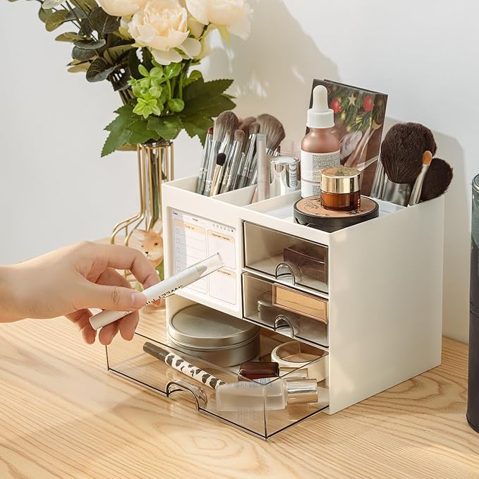 QIYVLOS Desk Organizer with 3 Drawer, Desk Organizers and Storage with 8 - Image 7