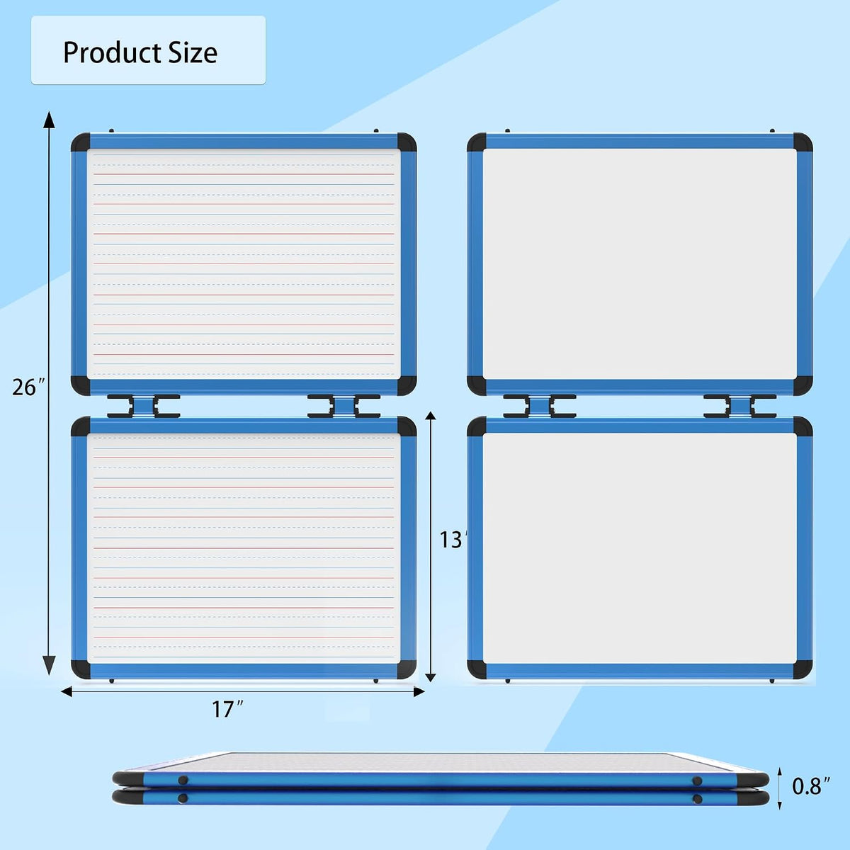 Dry Erase Board, 17x13 inch with 4 Sides Magnetic Whiteboard, A3 Foldable Sma...
