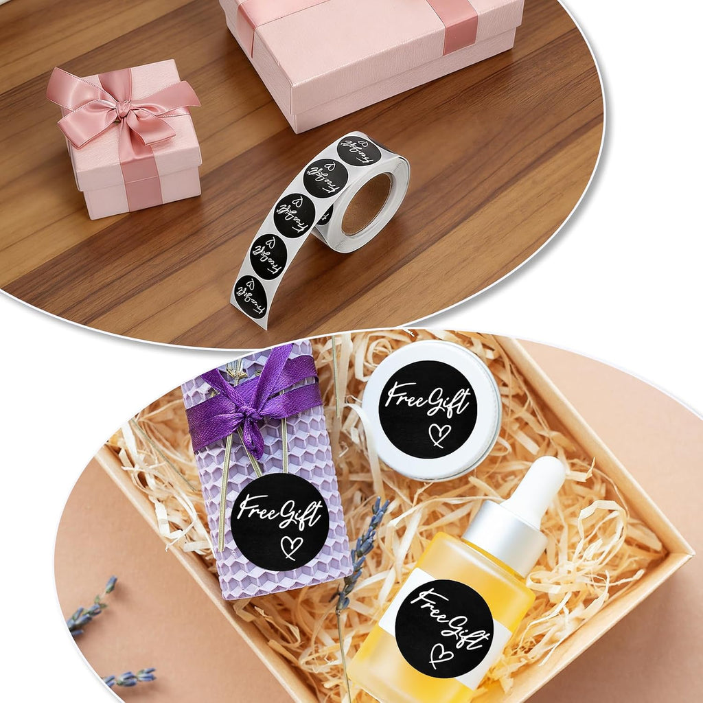 500 Pcs Small Business Sticker Roll Customer Appreciation Stickers Round Self Adhesive Labels Tags (Black)