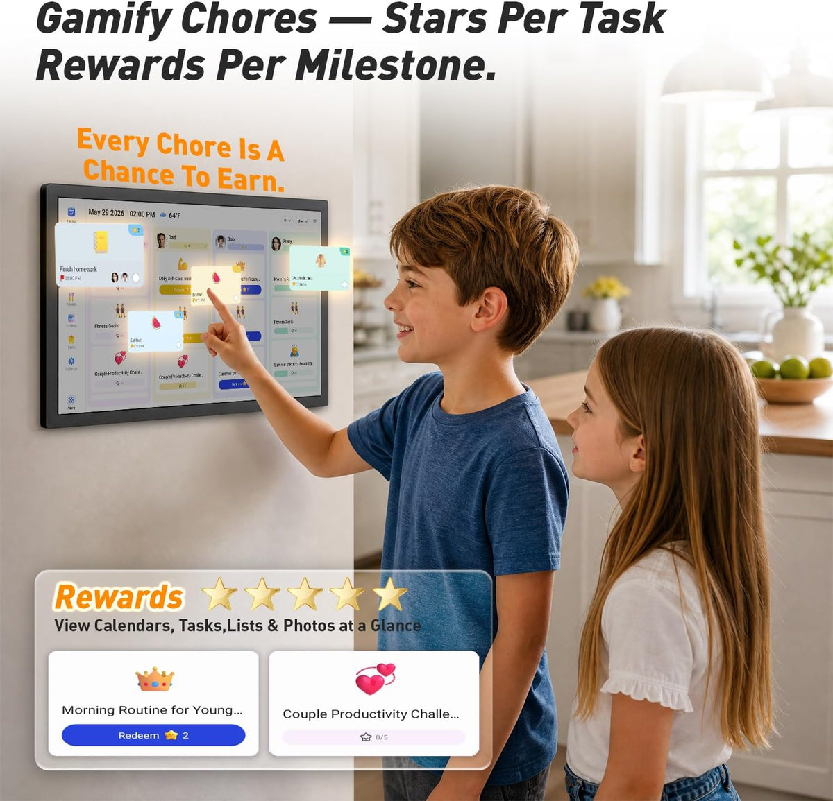 27" Digital Calendar Electronic-eCalendar WhiteBoard-Meal-Planner - Smar...