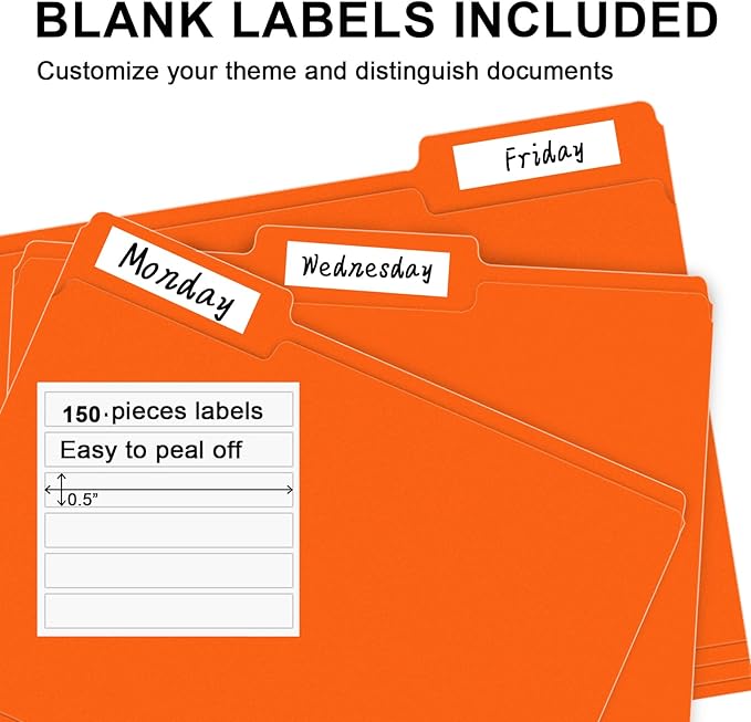 File Folder, RAZCC 150 Pack 1/3 Cut Tab File Folders Letter Size, Folders - Image 4