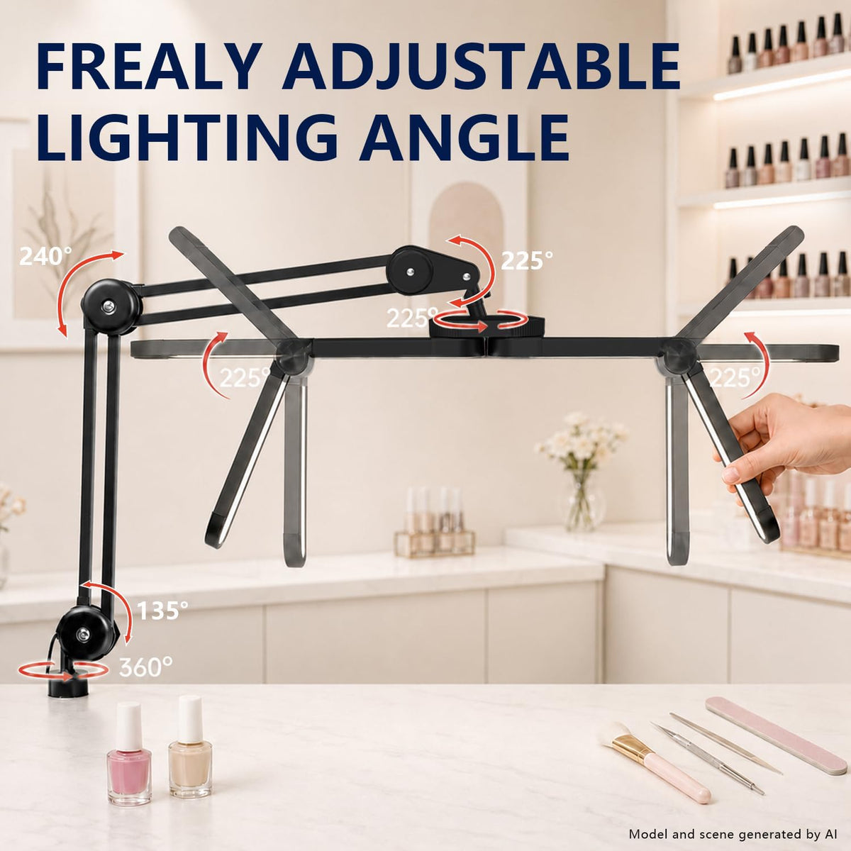 Nail Light for Desk, Half Moon Light for Nail Desk, Nail Desk Lamp