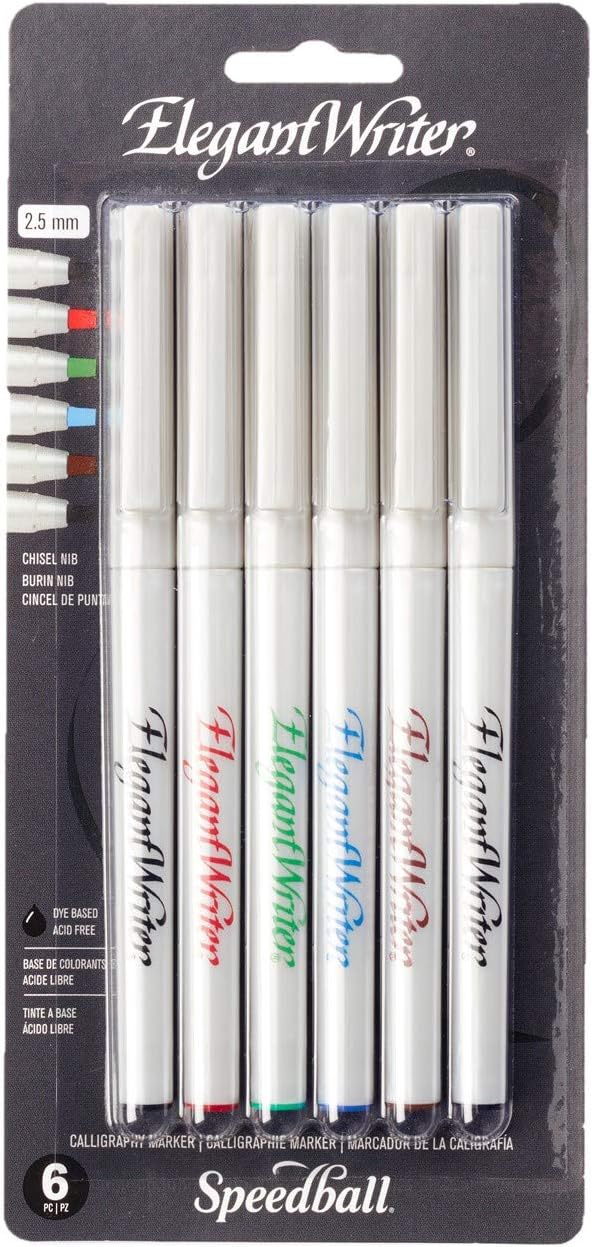 Speedball 2882 Elegant Writer 6 Medium Calligraphy Markers Set by SpeedballArt