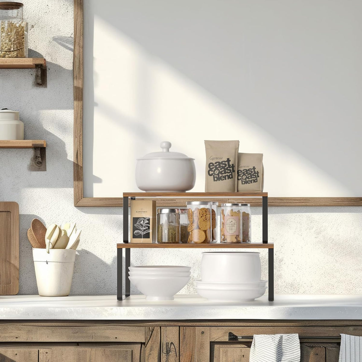 NEX Cabinet Organizer Shelf, Kitchen Counter Shelves Set of 4