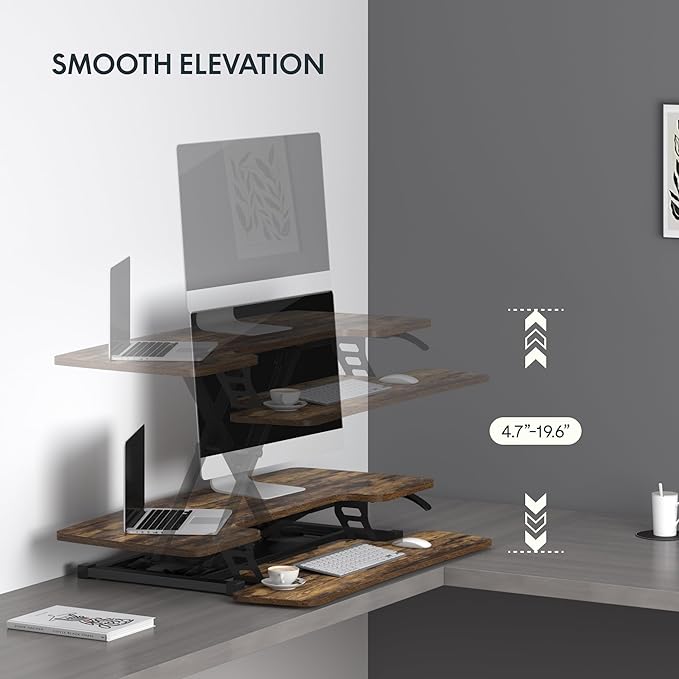 FLXISPOT 40in Standing Desk Converter, Height Adjustable Riser, Manual Lift - Image 3