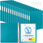 Henoyso 48 Pcs 3 Ring Binder 0.5 Inch Round Fits Letter Size 8.5'' x 11'' Paper by Henoyso