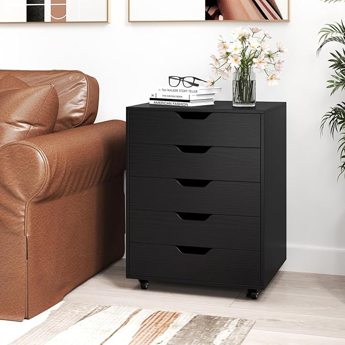 Giantex 5-Drawer Storage Cabinet, Mobile Lateral File Cabinet - Image 2