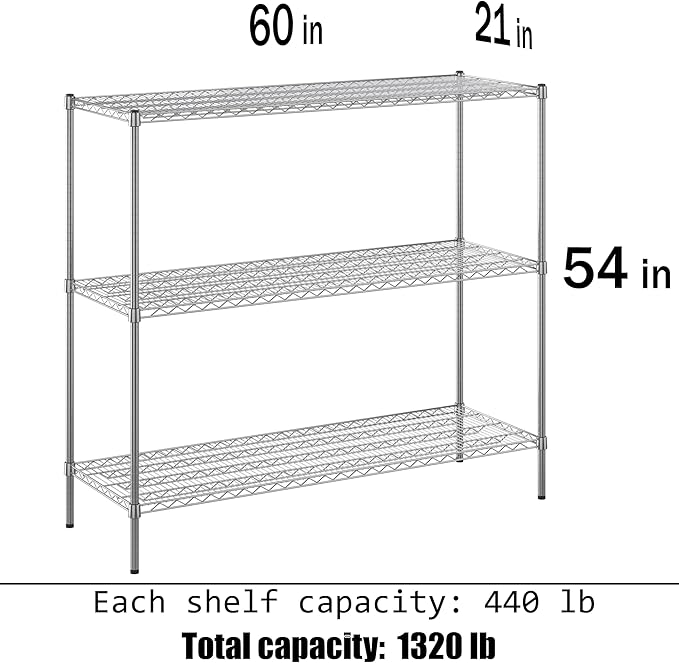 Regal Altair 21" Deep x 60" Wide x 54" Height Wire Shelving Kit | 3-Tier | NSF - Image 3