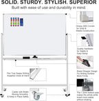 Max-officoo 60"x40" Mobile Whiteboard Double-Sided Magnetic Large Dry Erase - Image 2