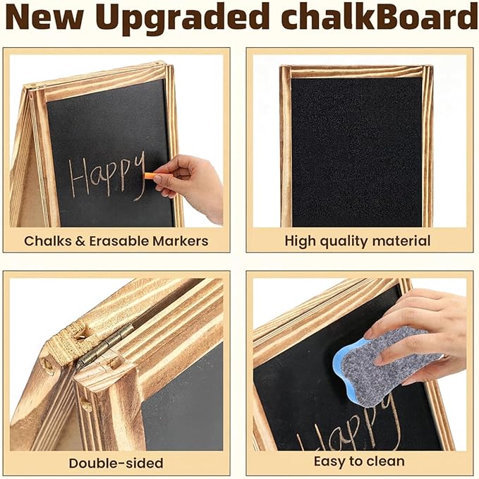 Henoyso 2 Pcs 16" x 10" Small Chalkboard Easel Tabletop Chalkboard Signs Menu - Image 7